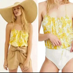 Free People  Liza halter floral bodysuit sz S